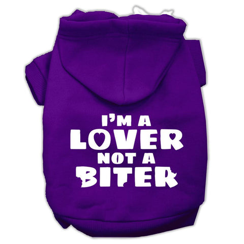 I'm a Lover not a Biter Screen Printed Dog Pet Hoodies Purple Size Sm (10)