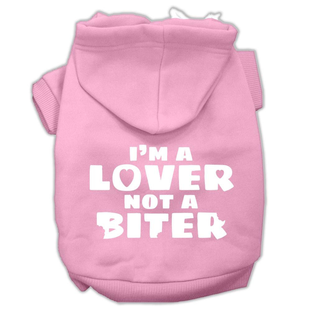 I'm a Lover not a Biter Screen Printed Dog Pet Hoodies Light Pink Size XL (16)