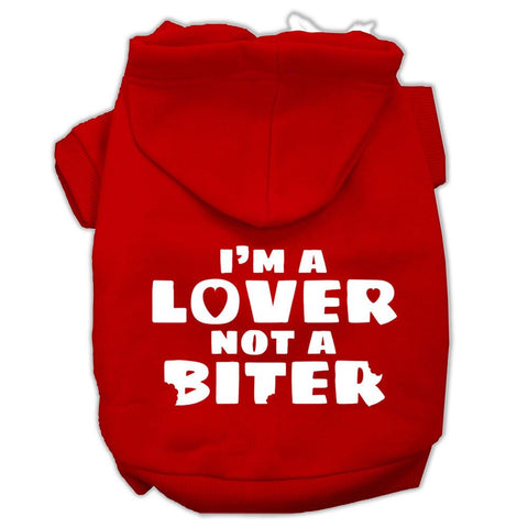 I'm a Lover not a Biter Screen Printed Dog Pet Hoodies Red Size XL (16)