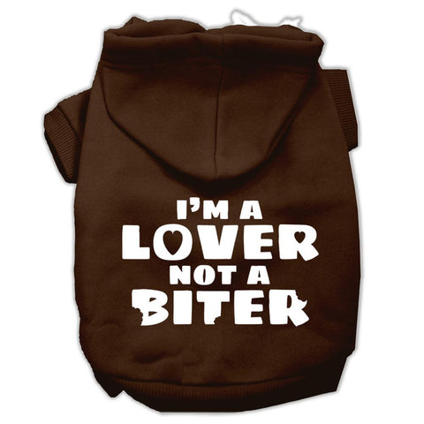 I'm a Lover not a Biter Screen Printed Dog Pet Hoodies Brown Size XS (8)