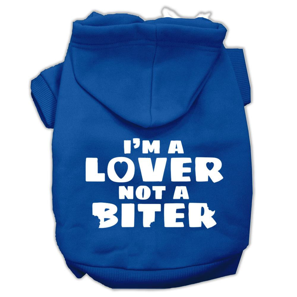 I'm a Lover not a Biter Screen Printed Dog Pet Hoodies Blue Size XXL (18)