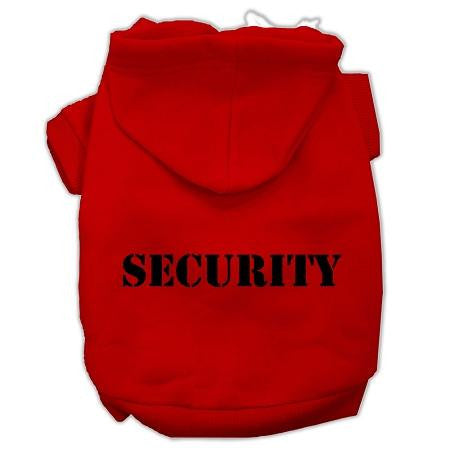 Security Screen Print Pet Hoodies Red Size w- Black Size text Lg (14)