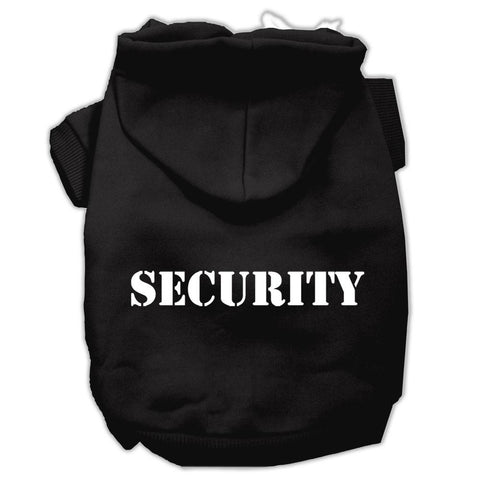 Security Screen Print Pet Hoodies Black Size w- Cream Size text Sm (10)