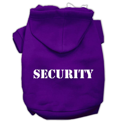 Security Screen Print Pet Hoodies Purple Size w- Cream Size text Sm (10)