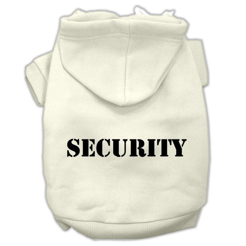 Security Screen Print Pet Hoodies Cream Size w- Black Size text XL (16)