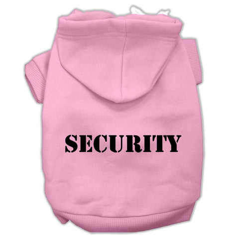 Security Screen Print Pet Hoodies Light Pink Size w- Black Size text XL (16)