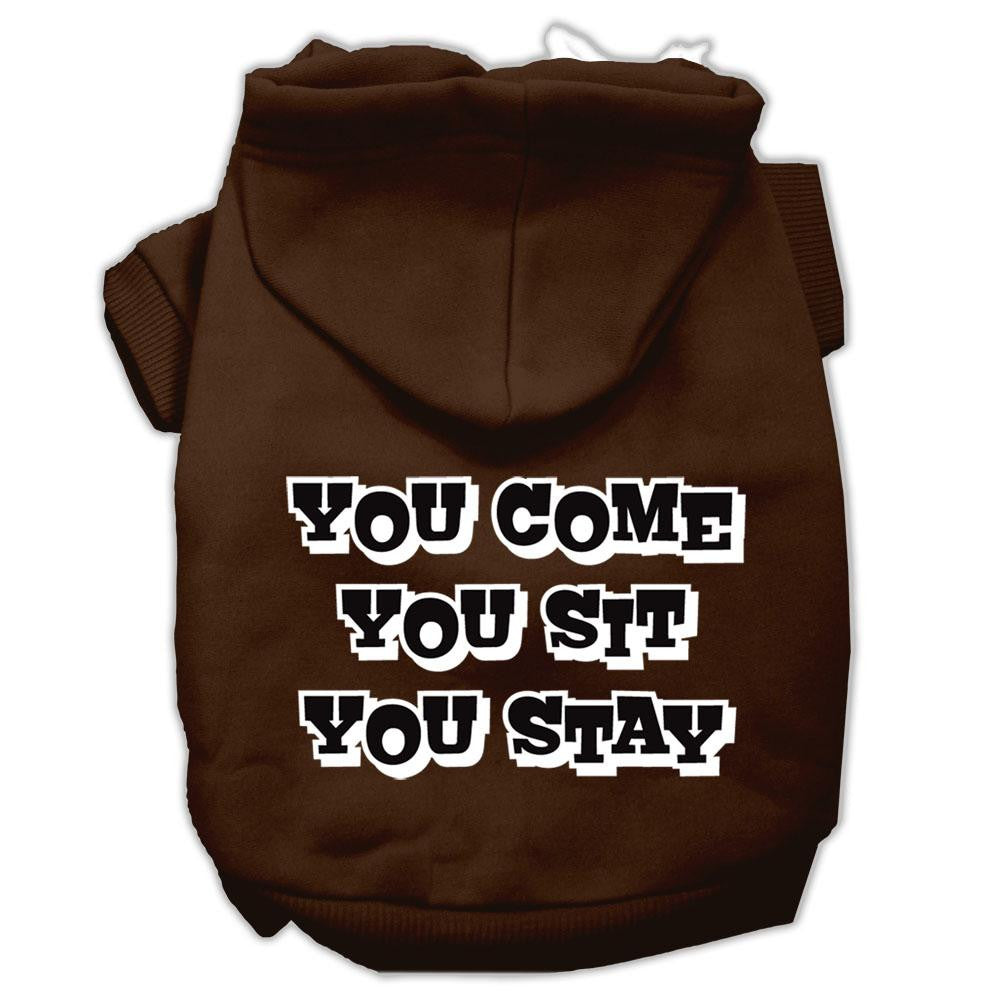 You Come, You Sit, You Stay Screen Print Pet Hoodies Brown Size L (14)