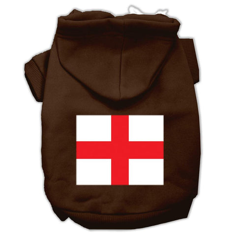 St. George's Cross (English Flag) Screen Print Pet Hoodies Brown Size Lg (14)