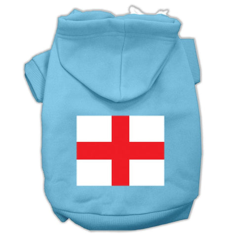 St. George's Cross (English Flag) Screen Print Pet Hoodies Baby Blue Size Med (12)