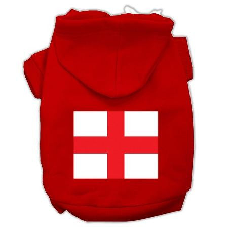 St. George's Cross (English Flag) Screen Print Pet Hoodies Red Size Sm (10)