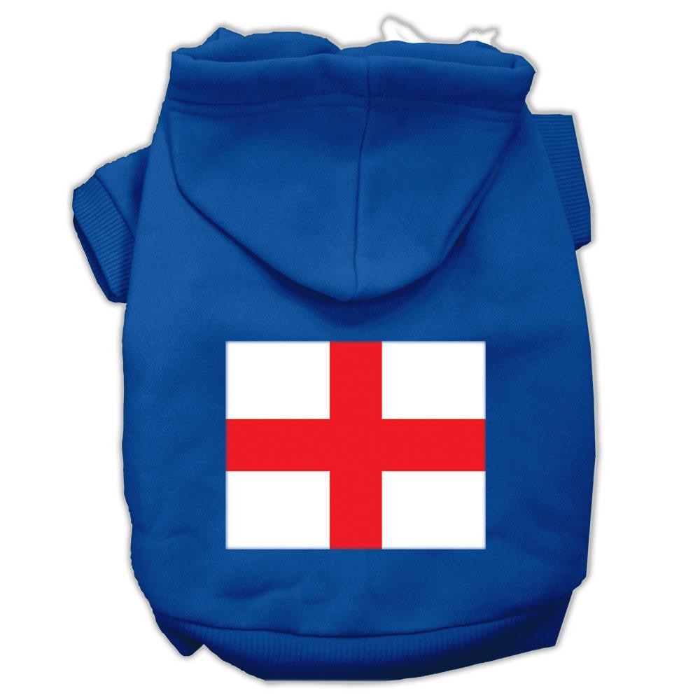 St. George's Cross (English Flag) Screen Print Pet Hoodies Blue Size XL (16)