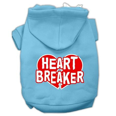 Heart Breaker Screen Print Pet Hoodies Baby Blue Size Med (12)