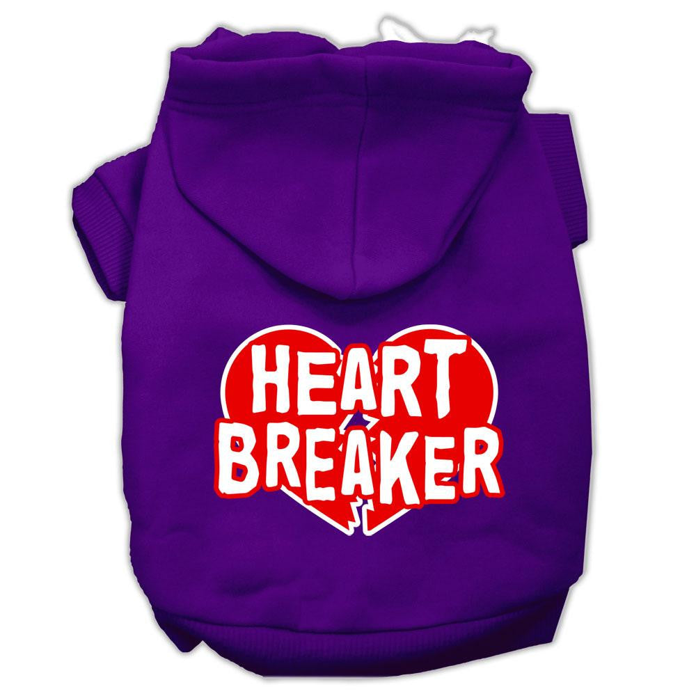 Heart Breaker Screen Print Pet Hoodies Purple Size Sm (10)