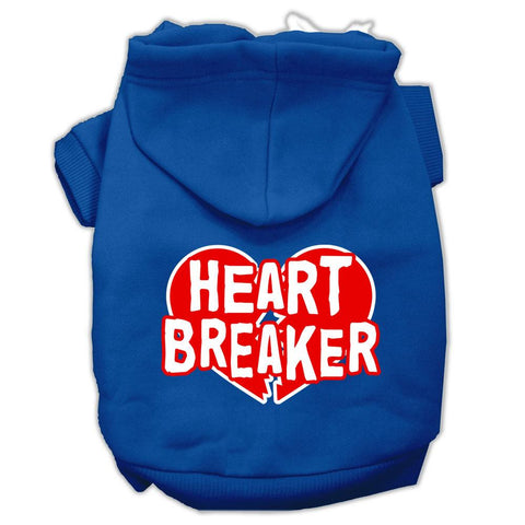 Heart Breaker Screen Print Pet Hoodies Blue Size XL (16)