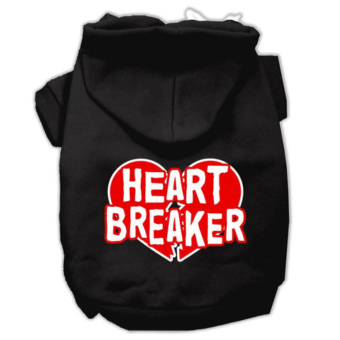 Heart Breaker Screen Print Pet Hoodies Black Size XS (8)