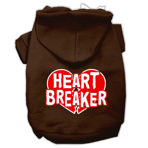 Heart Breaker Screen Print Pet Hoodies Brown Size XS (8)