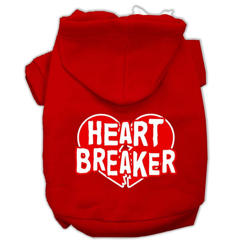 Heart Breaker Screen Print Pet Hoodies Red Size XS (8)