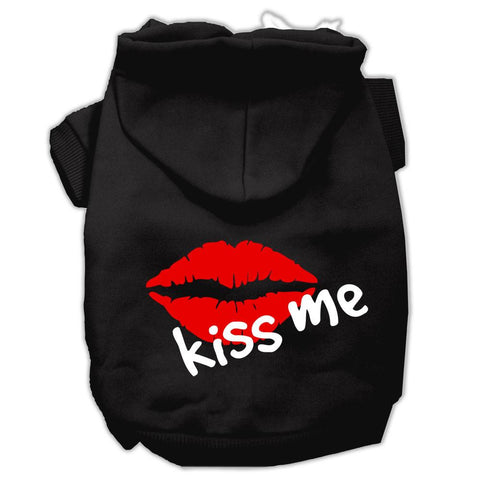 Kiss Me Screen Print Pet Hoodies Black Size Lg (14)