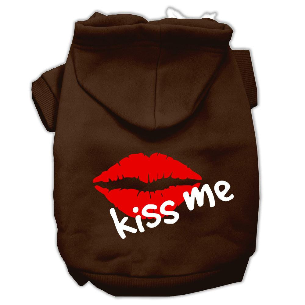 Kiss Me Screen Print Pet Hoodies Brown Size Med (12)