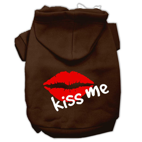 Kiss Me Screen Print Pet Hoodies Brown Size Sm (10)