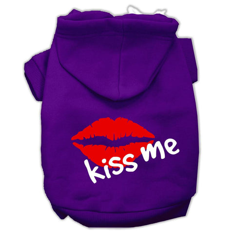 Kiss Me Screen Print Pet Hoodies Purple Size Sm (10)