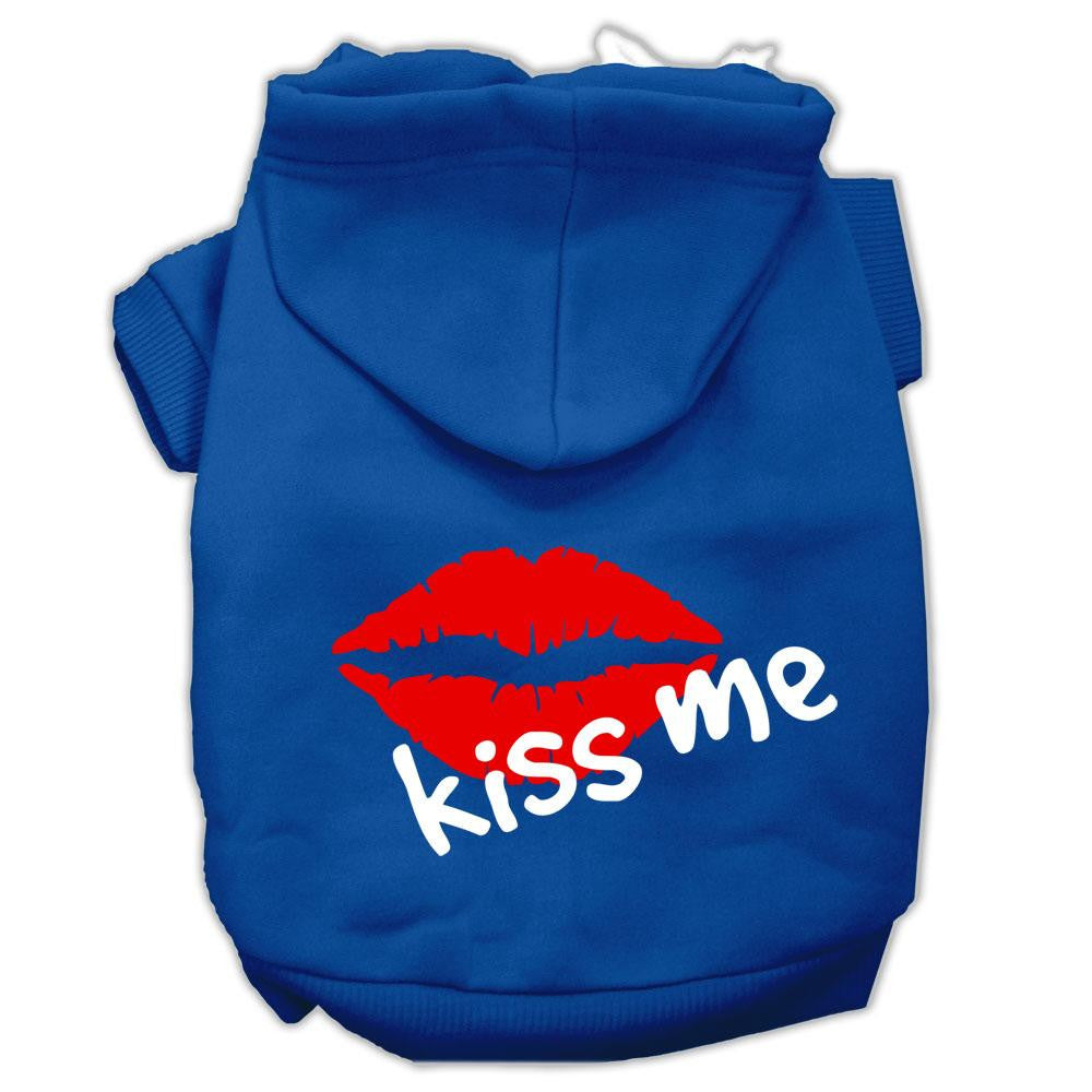 Kiss Me Screen Print Pet Hoodies Blue Size XS (8)