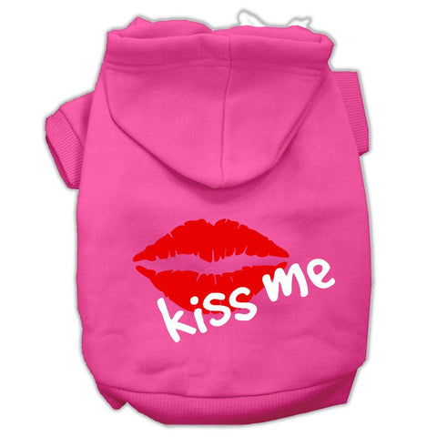 Kiss Me Screen Print Pet Hoodies Bright Pink Size XXXL (20)