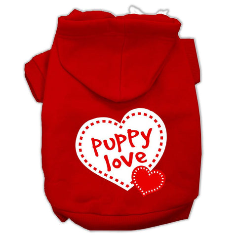 Puppy Love Screen Print Pet Hoodies Red Size Lg (14)