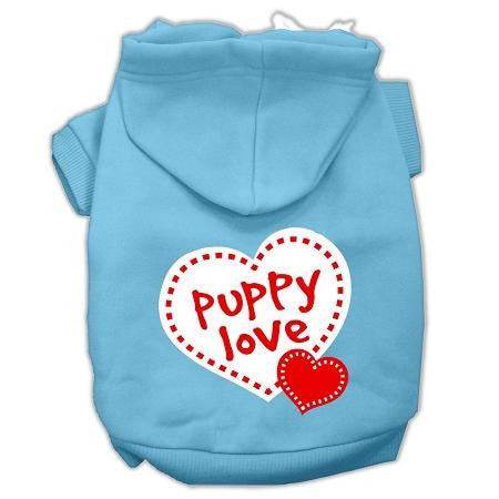 Puppy Love Screen Print Pet Hoodies Baby Blue Size Med (12)