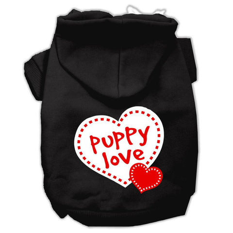 Puppy Love Screen Print Pet Hoodies Black Size Sm (10)