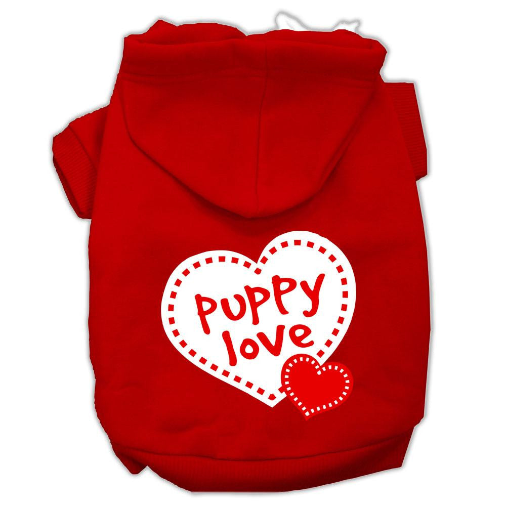 Puppy Love Screen Print Pet Hoodies Red Size Sm (10)