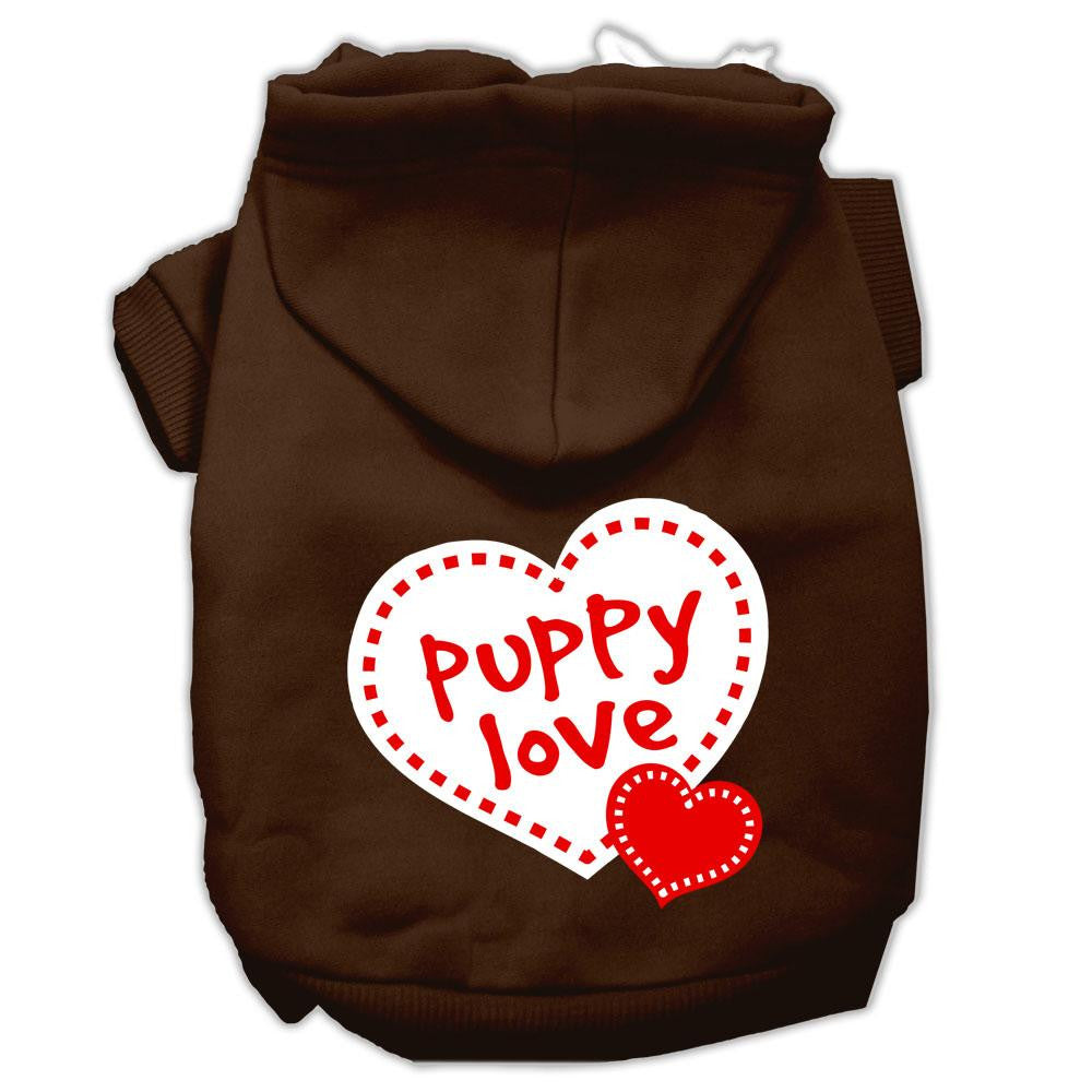 Puppy Love Screen Print Pet Hoodies Brown Size XS (8)