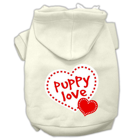 Puppy Love Screen Print Pet Hoodies Cream Size XS (8)