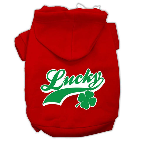 Lucky Swoosh Screen Print Pet Hoodies Red Size Lg (14)