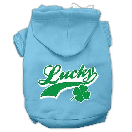 Lucky Swoosh Screen Print Pet Hoodies Baby Blue Size Med (12)