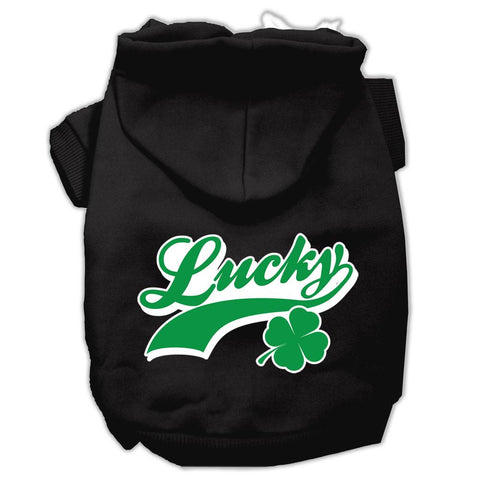 Lucky Swoosh Screen Print Pet Hoodies Black Size Med (12)