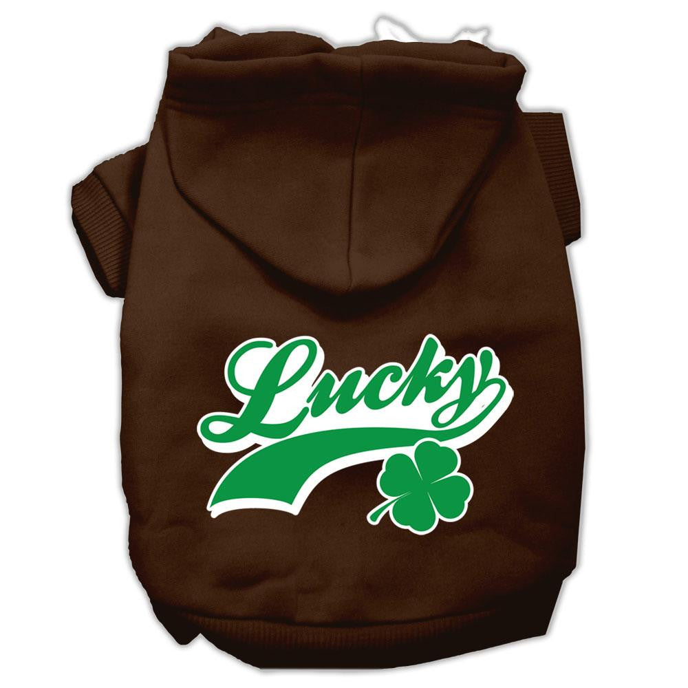 Lucky Swoosh Screen Print Pet Hoodies Brown Size Sm (10)