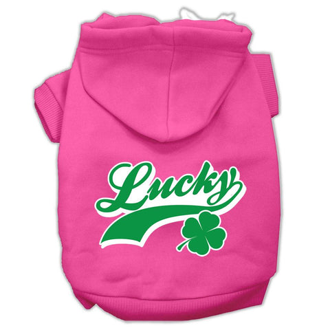 Lucky Swoosh Screen Print Pet Hoodies Bright Pink Size XS (8)