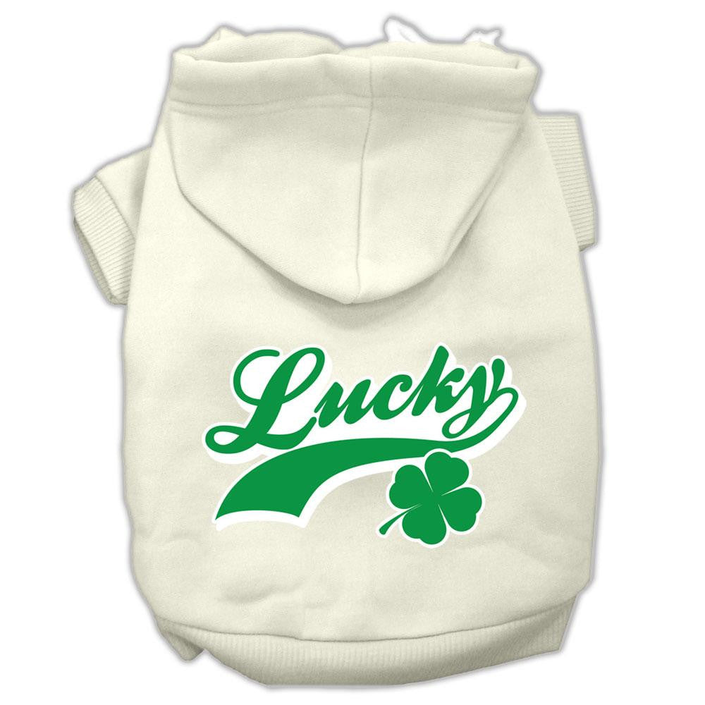 Lucky Swoosh Screen Print Pet Hoodies Cream Size XS (8)