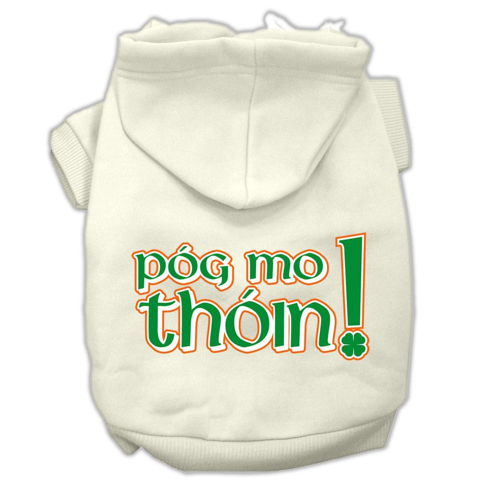 Pog Mo Thoin Screen Print Pet Hoodies Cream Size XL (16)