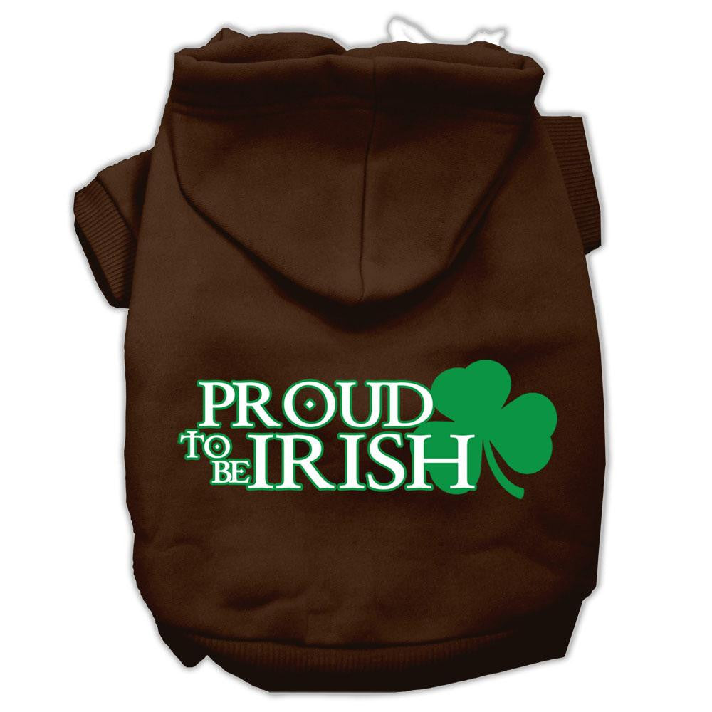 Proud to be Irish Screen Print Pet Hoodies Brown Size Sm (10)