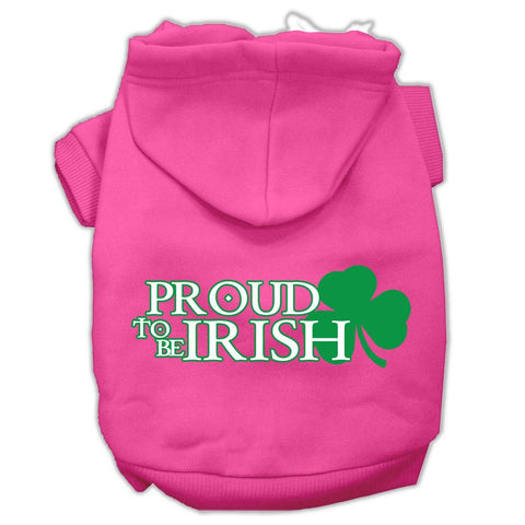 Proud to be Irish Screen Print Pet Hoodies Bright Pink Size XS (8)