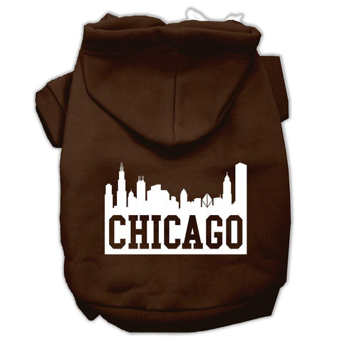 Chicago Skyline Screen Print Pet Hoodies Brown Size XL (16)