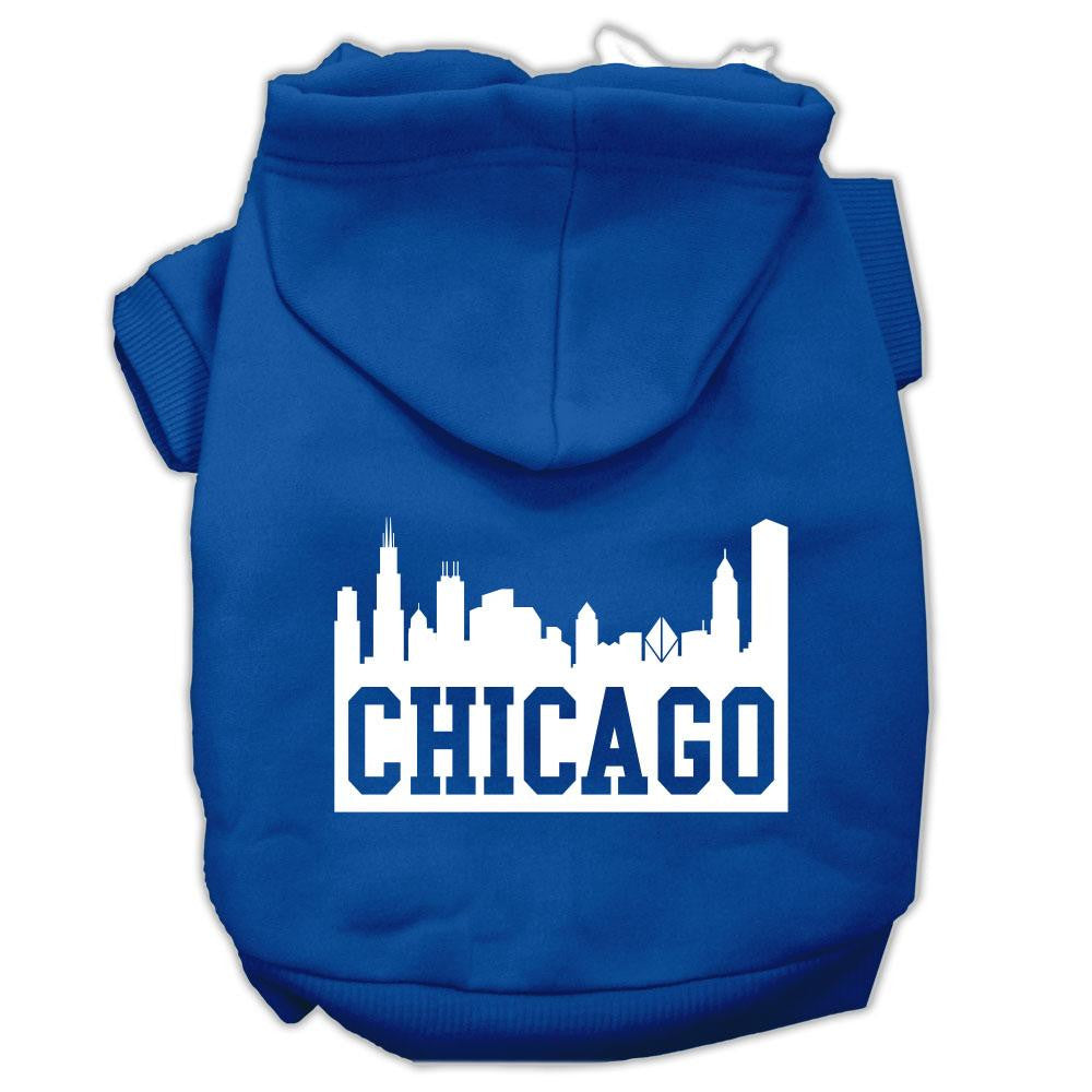 Chicago Skyline Screen Print Pet Hoodies Blue Size XXXL (20)