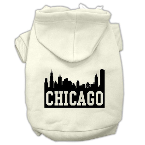 Chicago Skyline Screen Print Pet Hoodies Cream Size XXXL (20)