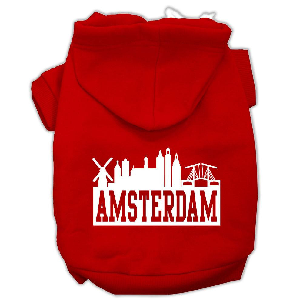 Amsterdam Skyline Screen Print Pet Hoodies Red Size Lg (14)