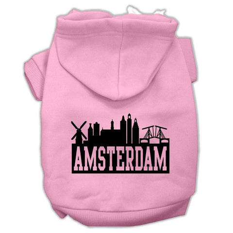 Amsterdam Skyline Screen Print Pet Hoodies Light Pink Size XL (16)