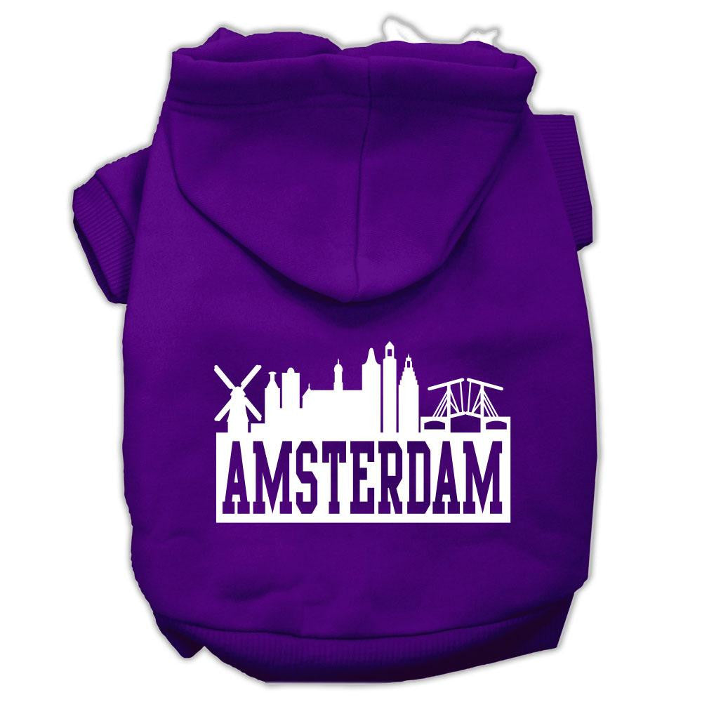 Amsterdam Skyline Screen Print Pet Hoodies Purple Size XL (16)