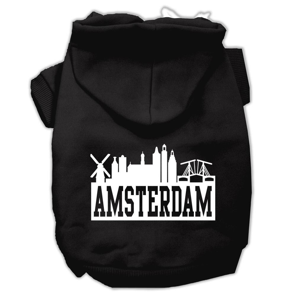 Amsterdam Skyline Screen Print Pet Hoodies Black Size XS (8)