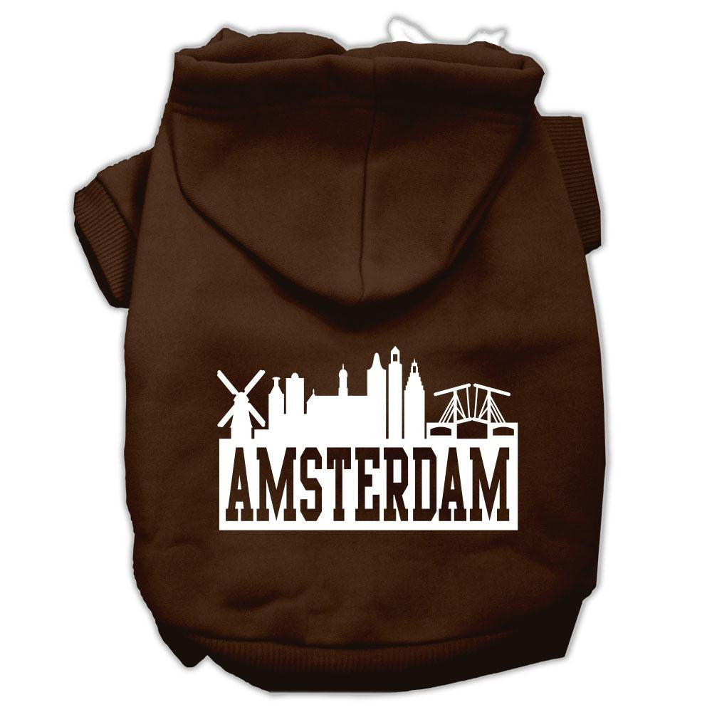 Amsterdam Skyline Screen Print Pet Hoodies Brown Size XS (8)